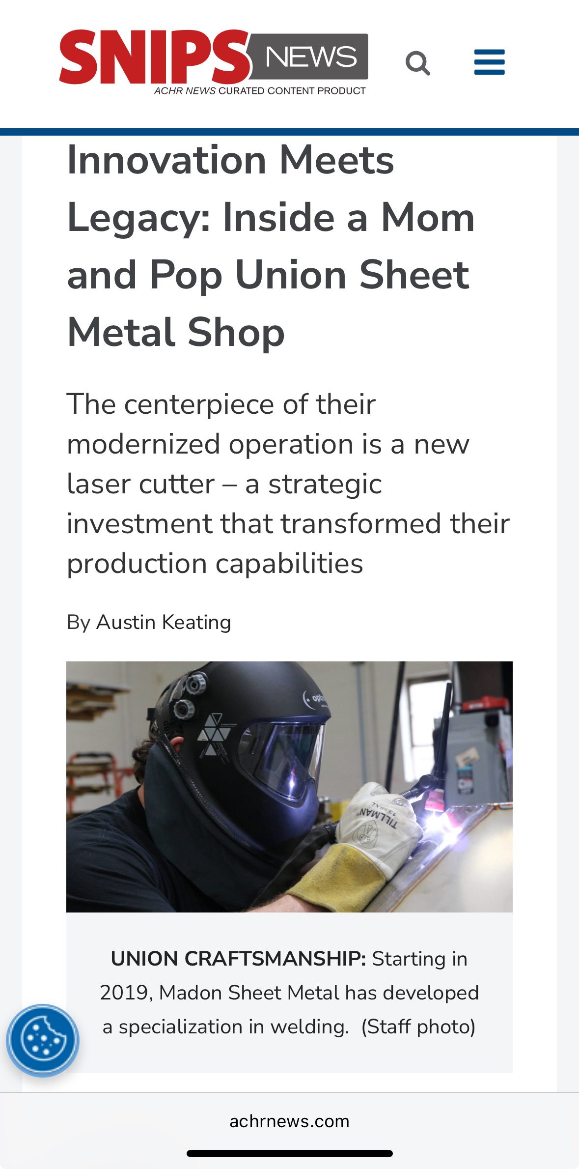 SNIPS features Madon Sheet Metal